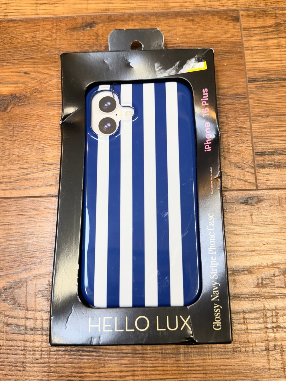Navy & White Striped Phone Case for iPhone 16 Plus